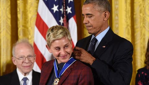 Ellen Degeneres recibe la medalla de la libertad