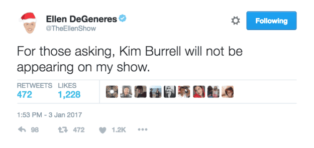 Ellen DeGeneres Tweet