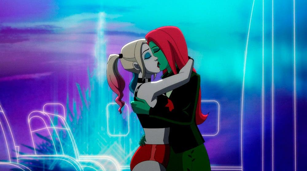 Harley Quinn y Poison Ivy besándose